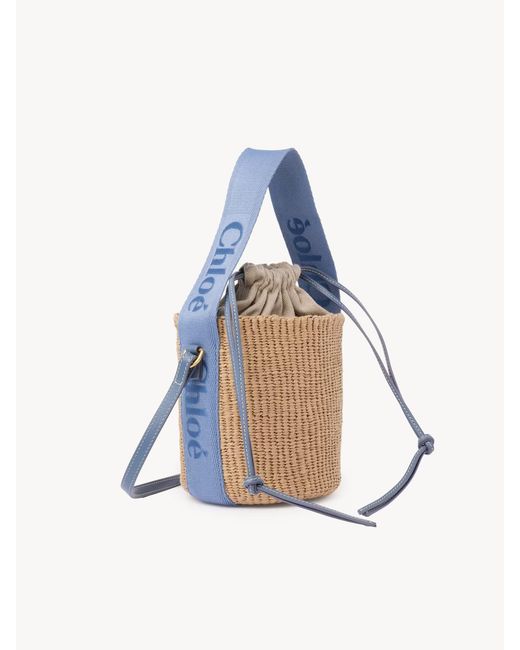 Chloé White Chloé Woody Drawstring Small Basket Bag
