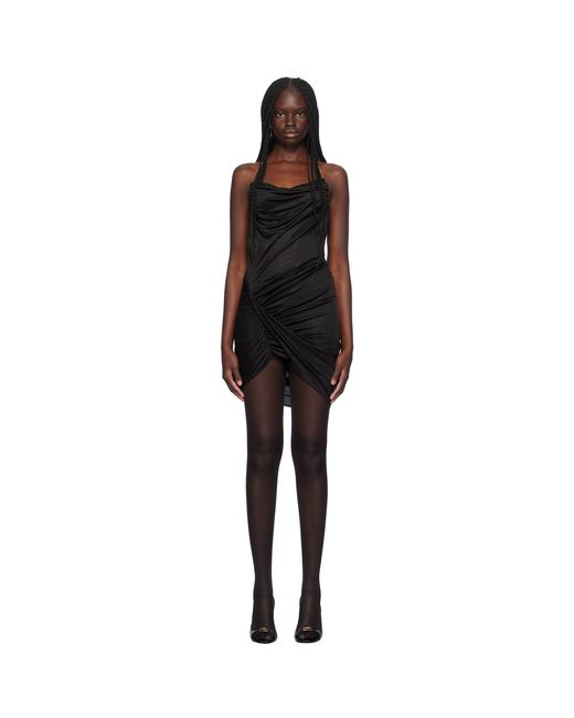 Atlein Black Neck-Wrap Dress