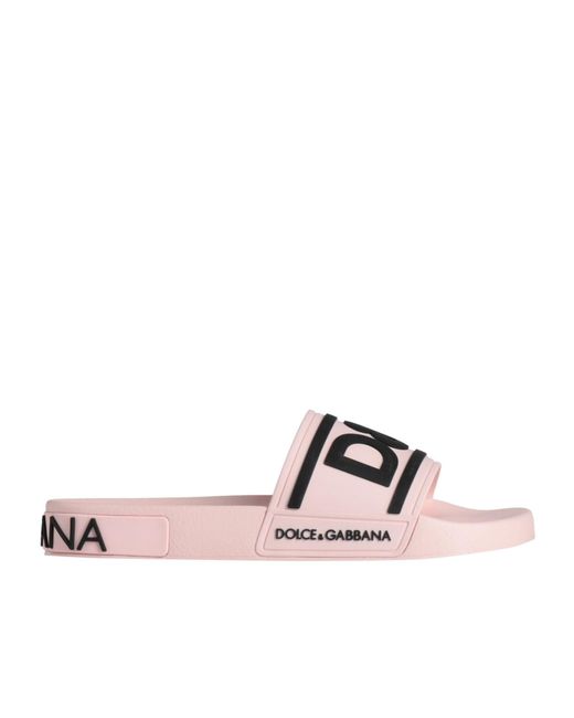 Dolce & Gabbana Pink Pool Slides Sandals
