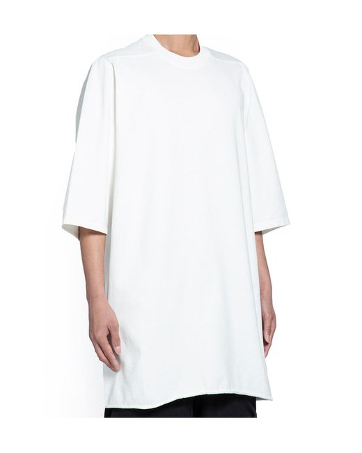 Rick Owens White Jumbo Cotton T-Shirt for men