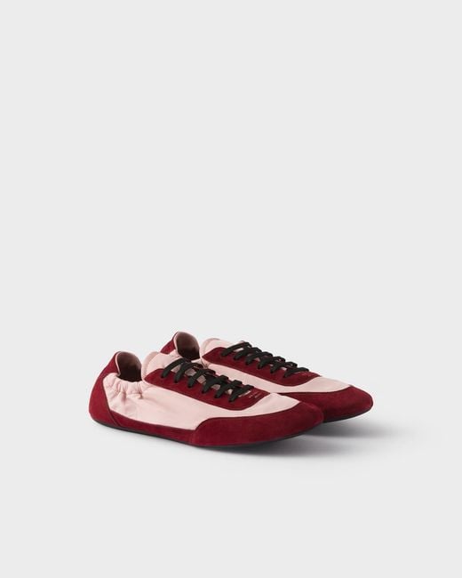 Prada Red Two-Toned Collapse Sneakers