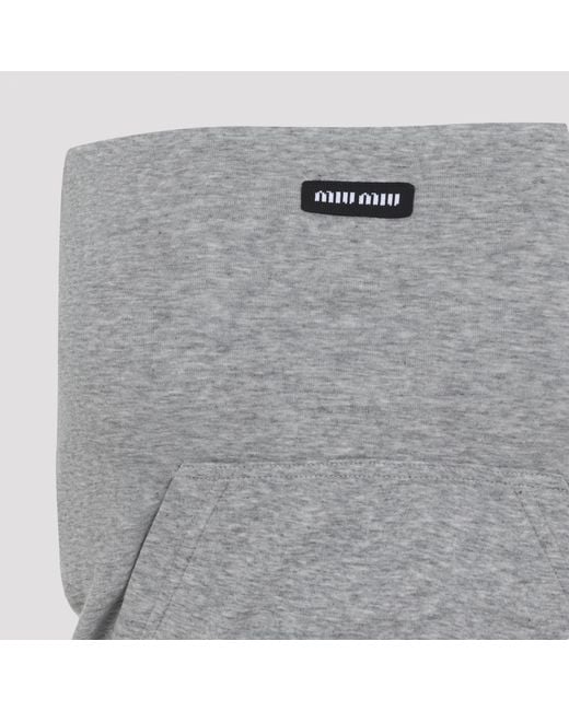Miu Miu Gray Ribbed Jersey Top