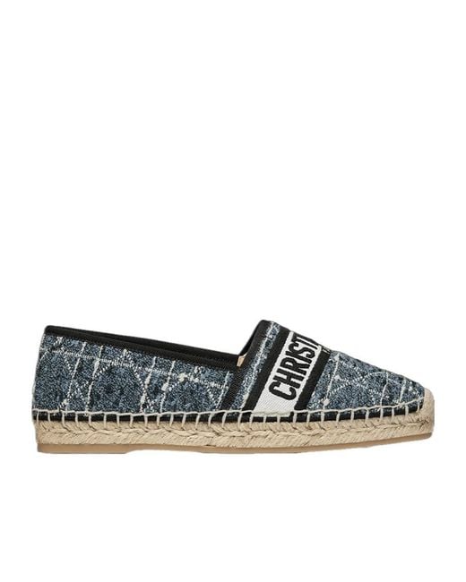 Dior Blue Round-Head Straw Shoes