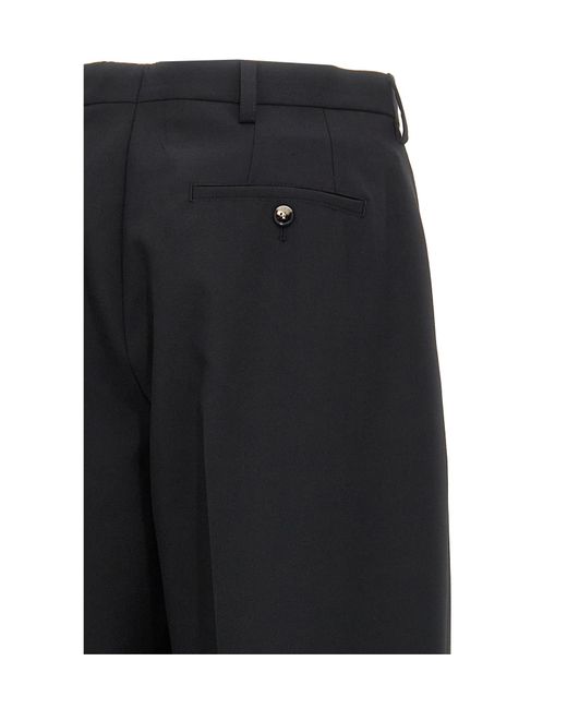 Marni Black Pleat Detailed Straight-Leg Trousers for men