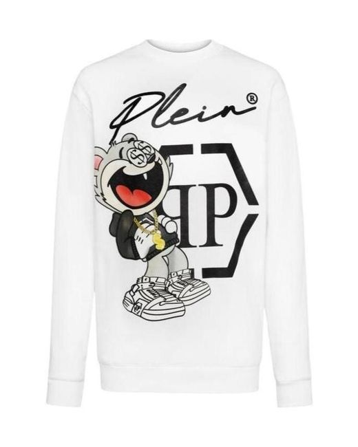 Philipp Plein White Printed Sweater for men