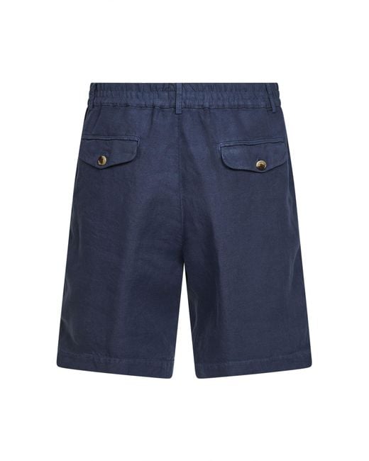 Brunello Cucinelli Blue Elasticated Waistband Bermuda Shorts for men