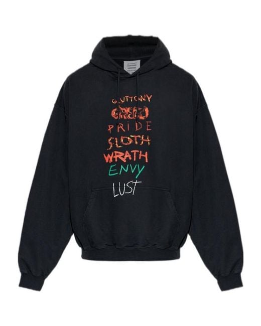 Vetements Blue Graphic Hoodie for men