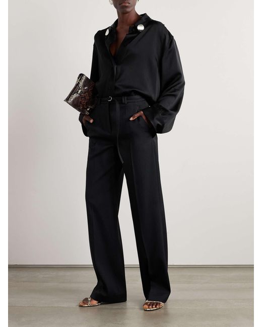 Jil Sander Black Long-Sleeved Satin Shirt