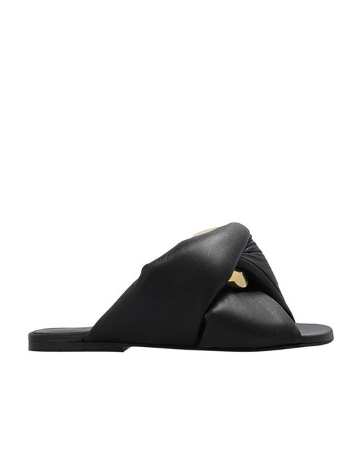 J.W. Anderson Black Chain Twist Leather Slides