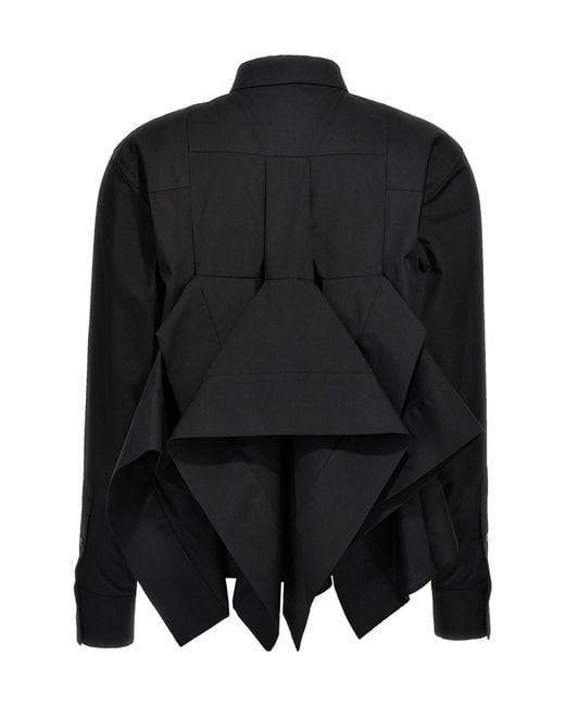 Sacai Black Poplin Long Sleeved Shirt
