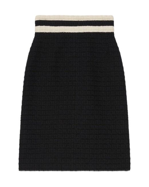 Gucci Black Tweed High-Waisted Midi Skirt