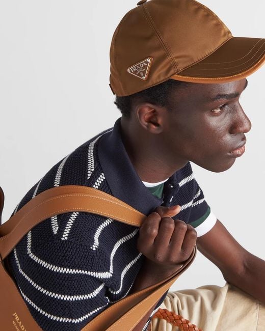 Prada Brown Logo-Plaque Curved Peak Baseball Cap for men