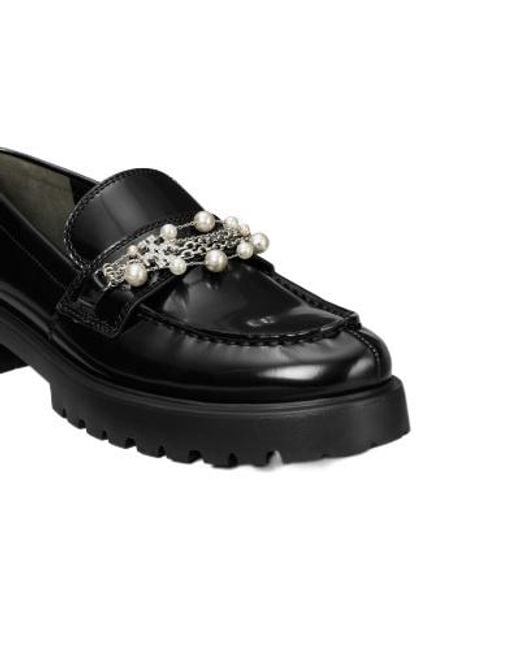 Tory Burch Black Embellished Lug Loafers