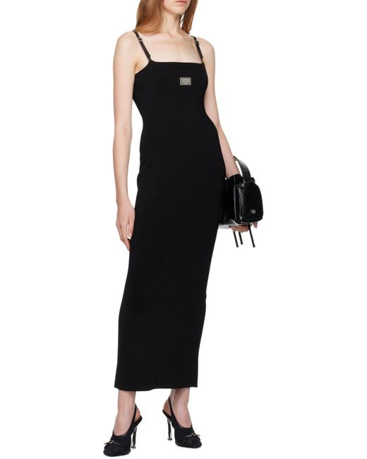 Acne Black Logo Plaque Sleeveless Dress