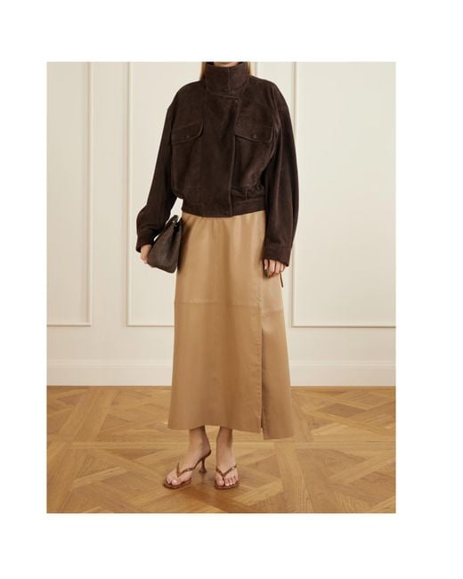 Nour Hammour Brown Long-Sleeved Leather Jacket