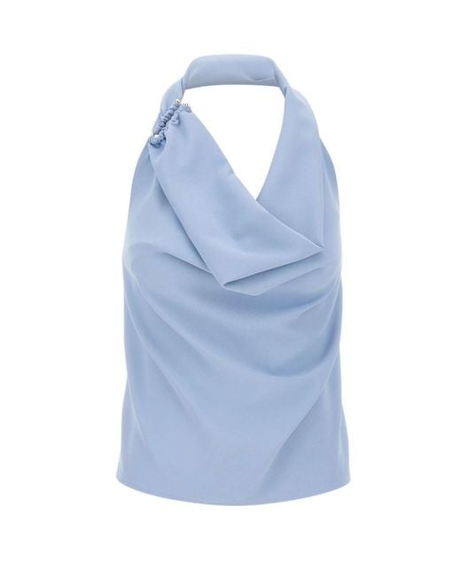 Kaos Blue Draped Halterneck Top