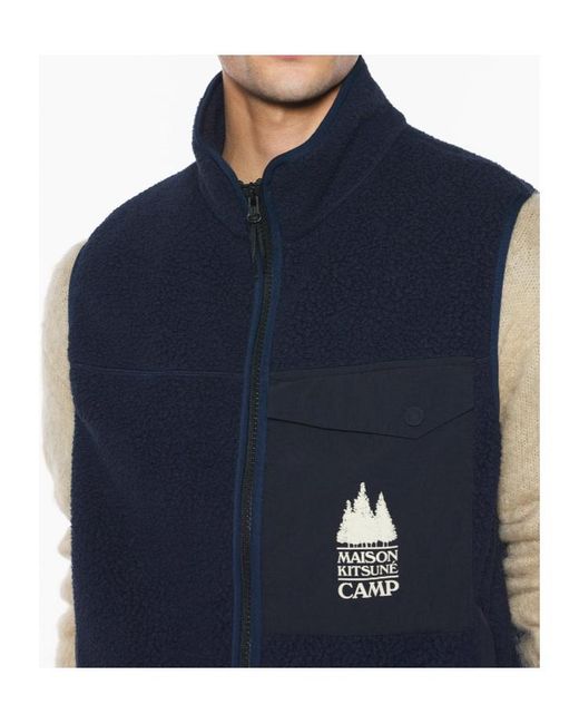 Maison Kitsuné Blue Maison Kitsuné Casual Fleece Sleeveless Vest for men
