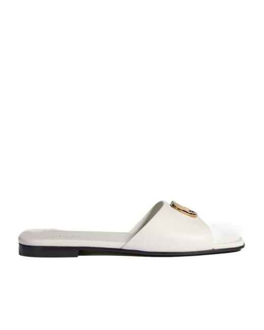 Gucci White Logo Slide Sandals