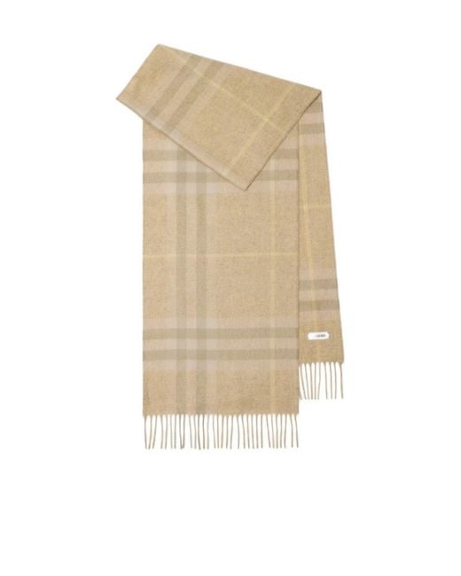 Burberry Natural Checked Fringed Edge Scarf for men