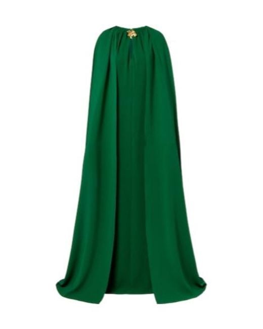 Oscar de la Renta Green Cyclamen Silk-Blend Georgette Kaftan
