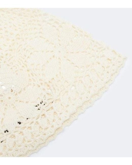 Magda Butrym White Crochet Cotton Beanie