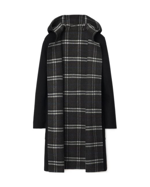 Burberry Black Hampshire Checked Belted Reversible Coat