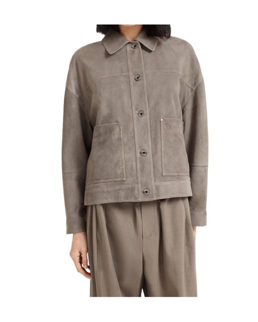 Brunello Cucinelli Brown Leather Jacket