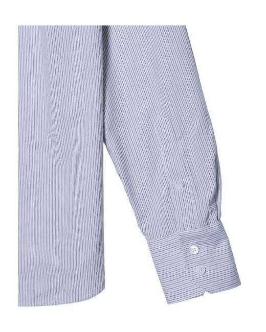 MM6 by Maison Margiela Blue Striped Collarless Shirt
