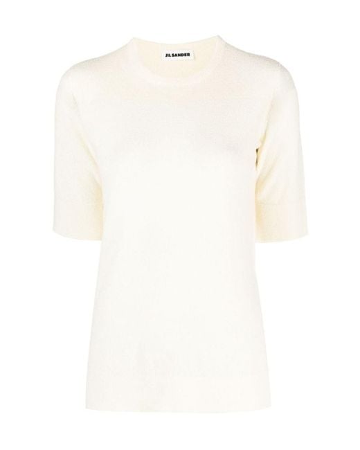 Jil Sander White Round-Neck Knitted T-Shirt