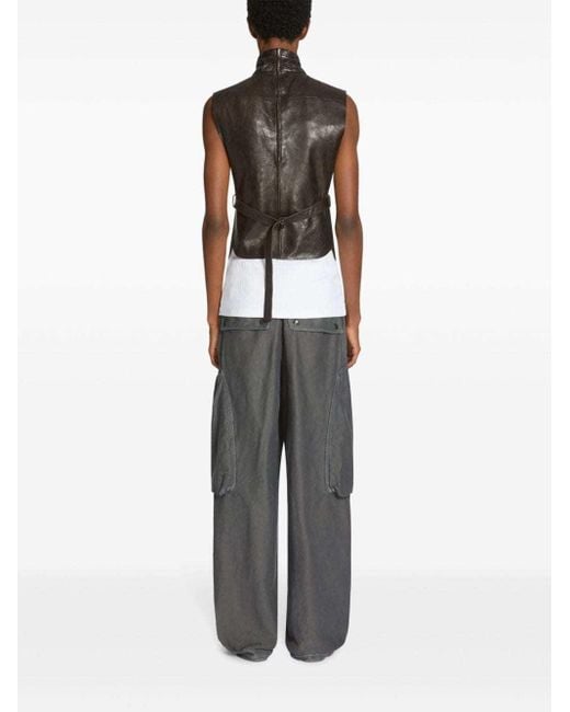 Dries Van Noten Gray Wide Leg Overdyed Cargo Trousers for men
