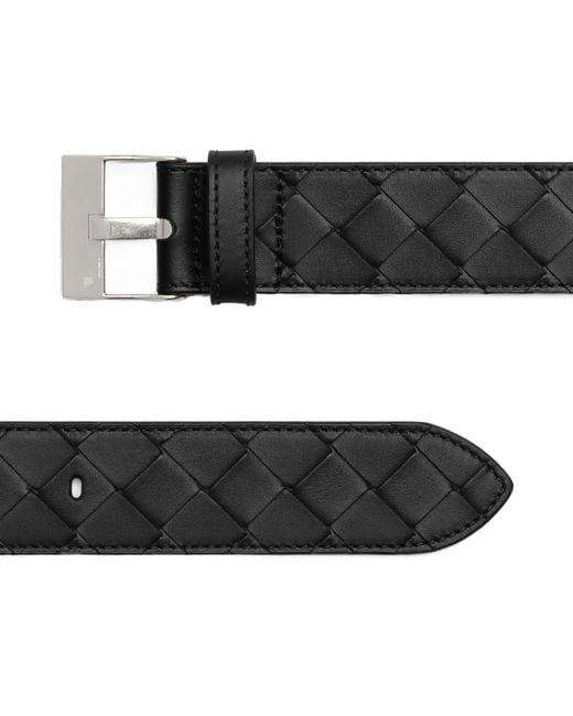 Bottega Veneta Black Intrecciato Buckle Belt for men