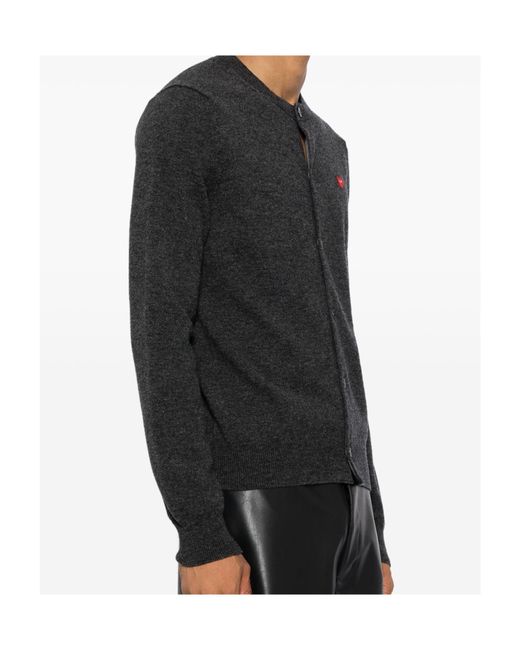 COMME DES GARÇONS PLAY Black Long-Sleeved Knitted Cardigan for men