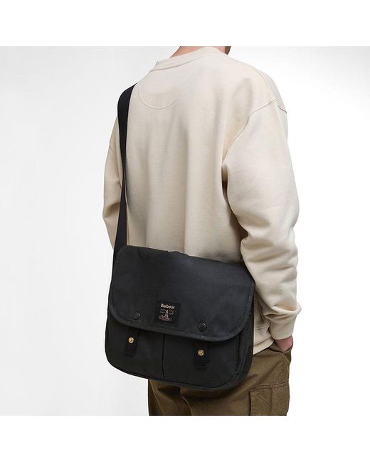 Barbour Black Logo-Patch Messenger Bag for men