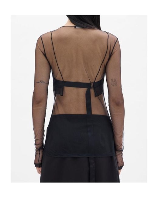 Ann Demeulemeester Black Fiene 'Hollow Sound' Tulle T-Shirt