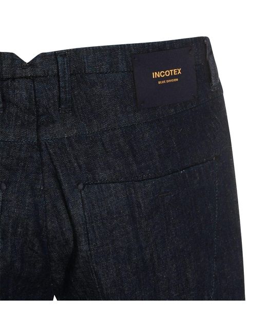 Incotex Blue Pleated Slim Jeans for men