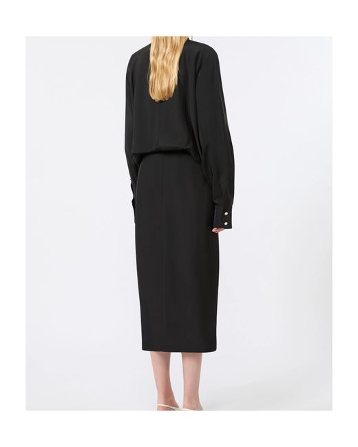 Sportmax Black Oversized Viscose Shirt Dress
