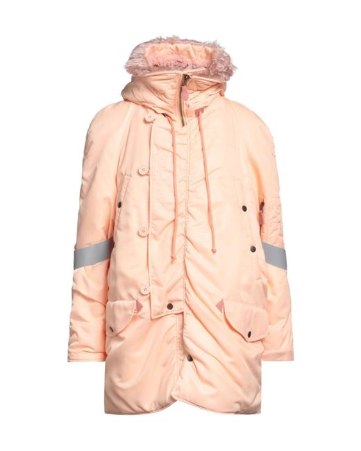 MM6 by Maison Margiela Pink Hooded Parka With Faux Fur Trim