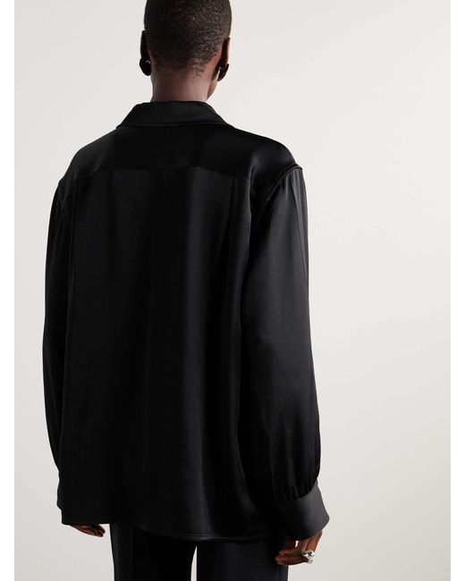 Jil Sander Black Long-Sleeved Satin Shirt
