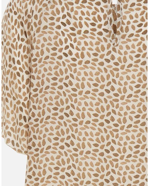 Kaos Natural Printed Round-Neck Blouse