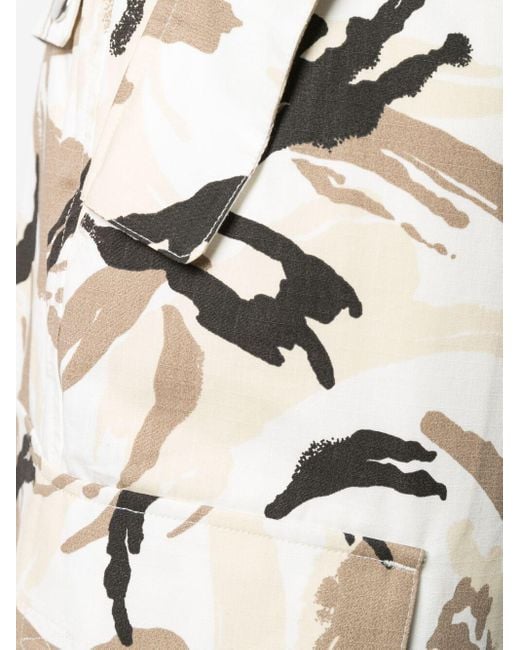 KENZO White Tropic Camo Print Cargo Shorts for men