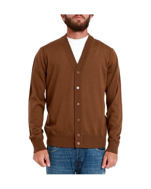 Paolo Pecora Brown Button-Up Cardigan for men