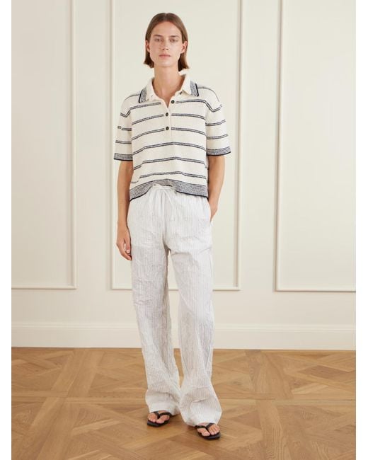 Rohe Gray Klara Striped Polo Shirt