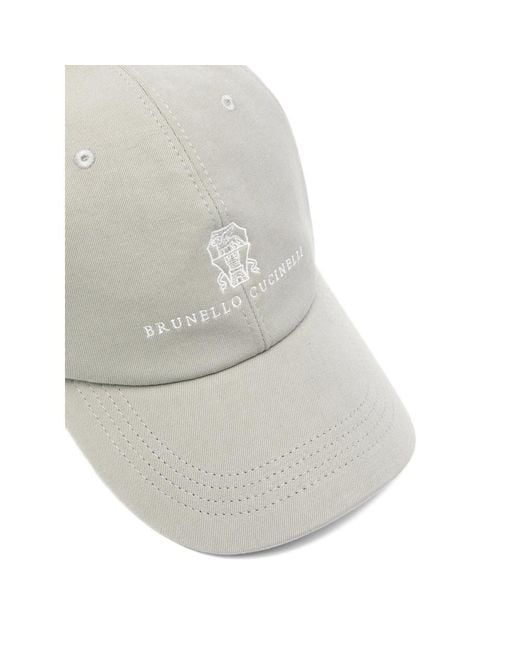 Brunello Cucinelli White Logo-Embroidered Baseball Hat for men