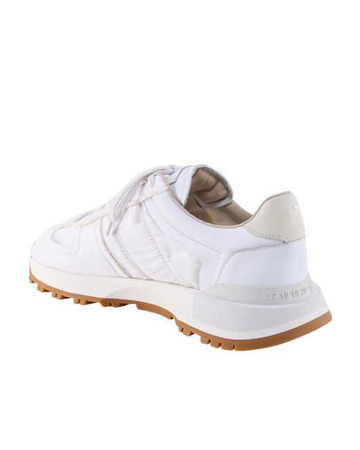 Maison Margiela White Panelled Lace-Up Sneakers for men