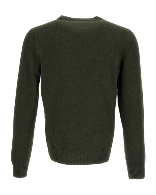 Gran Sasso Green Ribbed Details Vintage Crew Neck Jumper for men