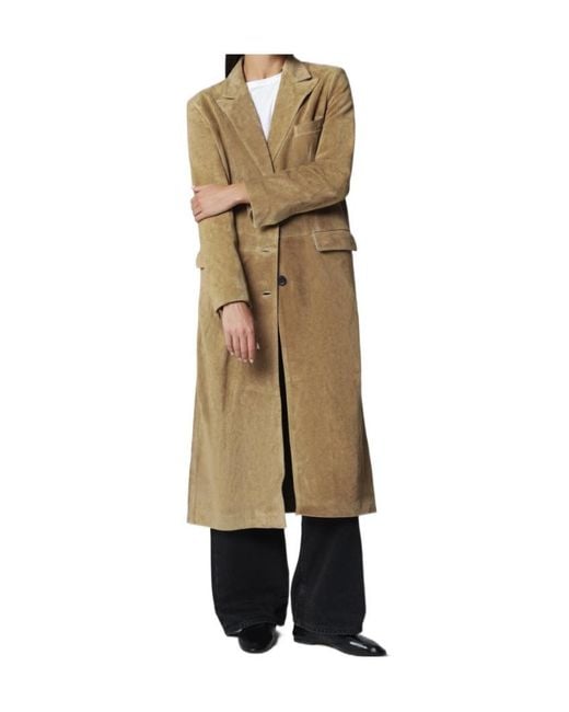 Arma Natural Alissa Single-Breasted Suede Coat