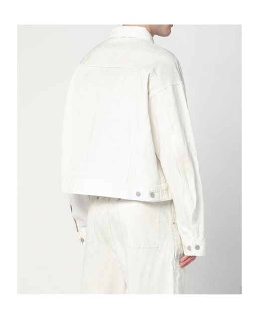 Entire studios White Pointed Collar Denim Jacket for men