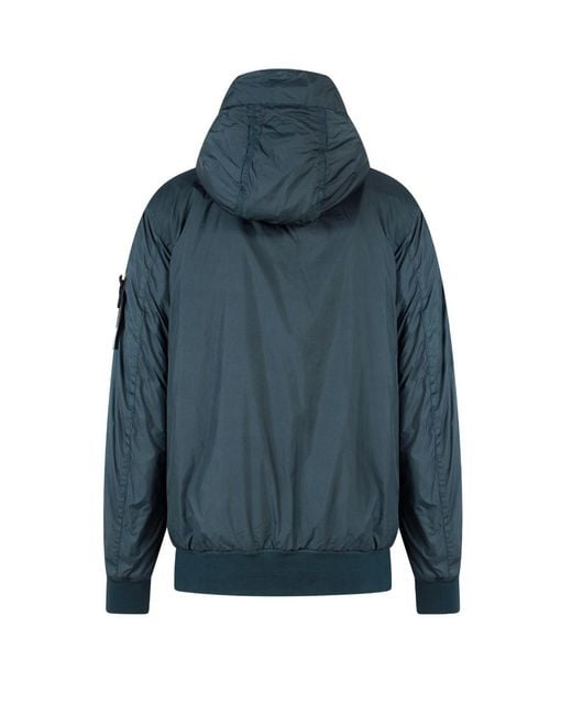 Stone Island Blue Logo-Patch Zipped Jacket for men