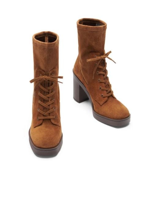 Stuart Weitzman Brown Thick Heeled Short Boots