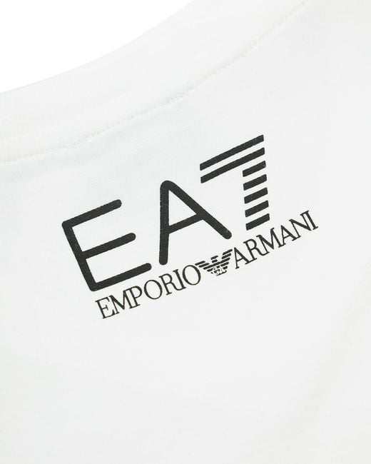 EA7 White Logo Round Neck T-Shirt for men